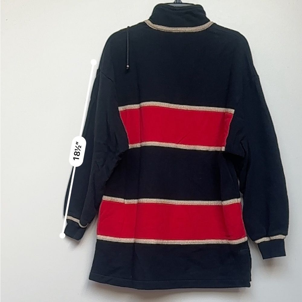 St. John Sport Striped Navy Red Gold Quarter Zip Pullover Sweater Sz P (Petite) - Picture 11 of 13